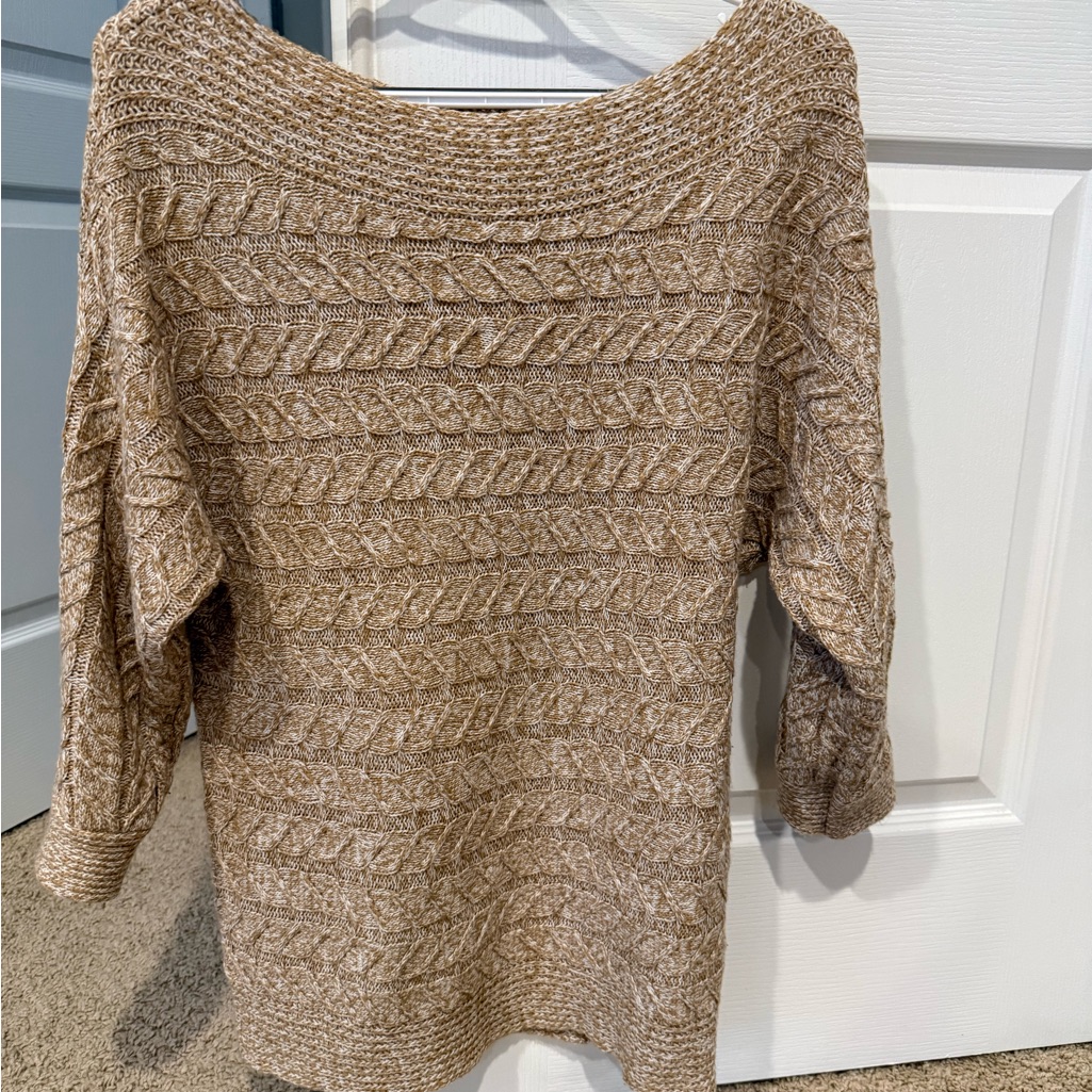 New York & Company Tan/Goldish Color Cable Knit Sweater